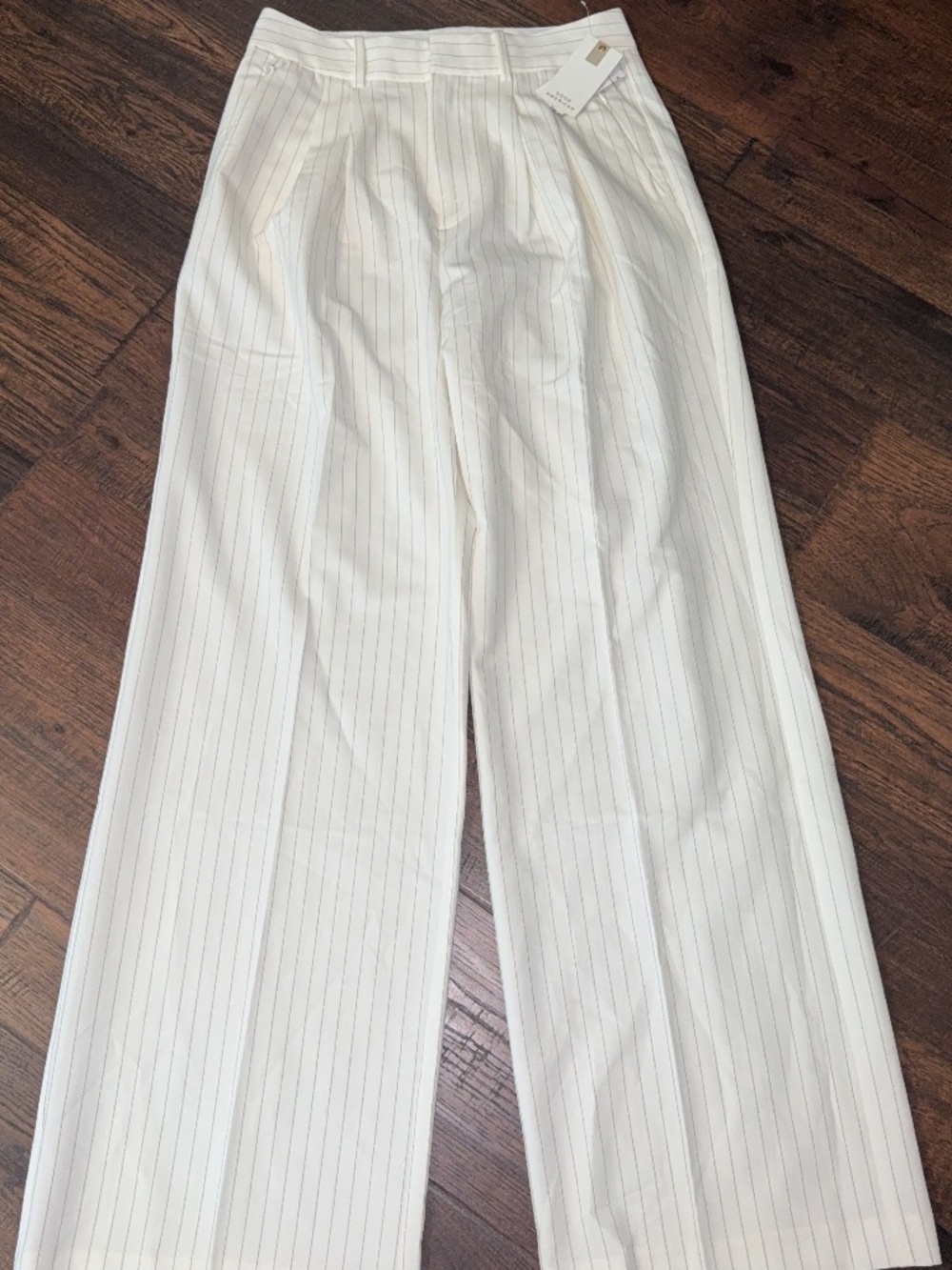 Good American White/Gray Pinstripe Straight Leg High Rise Dress Pants size 4